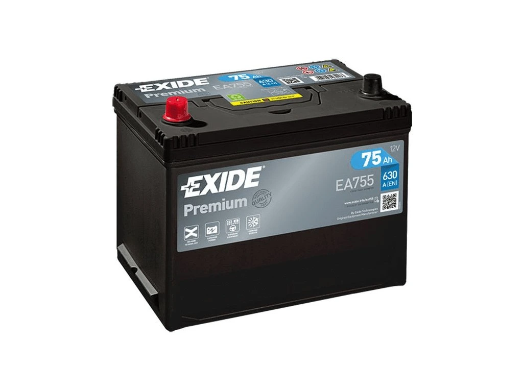 Aku 75Ah 630A 270x173x222mm,Exide Premium EA755