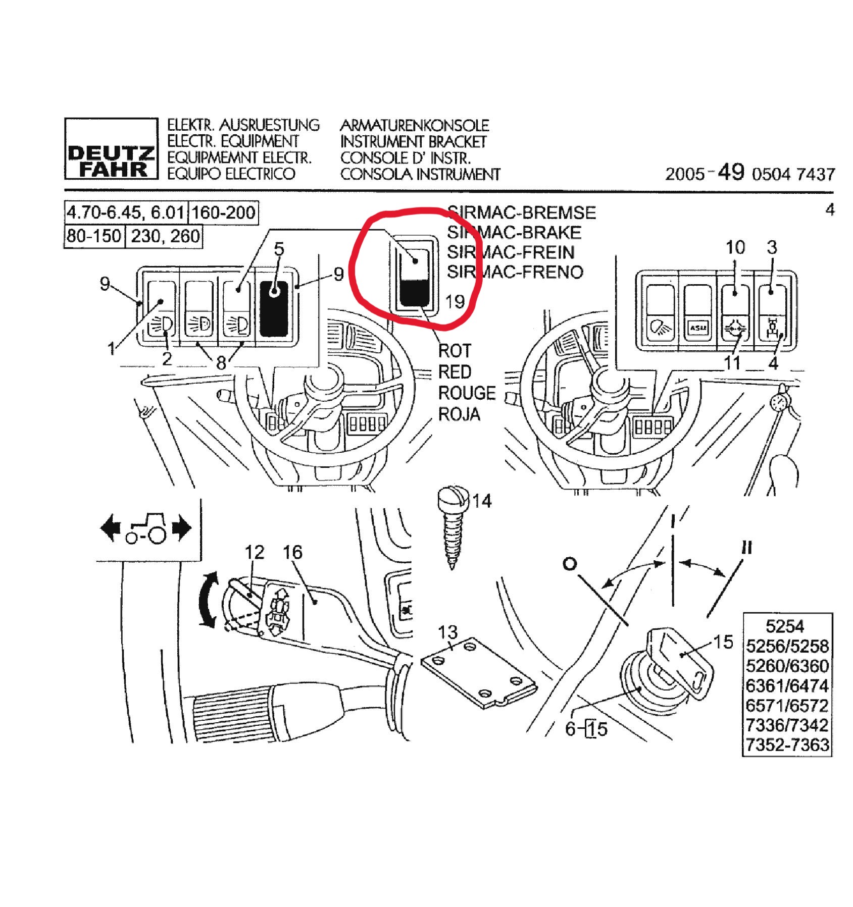 Ohutulede lüliti DEUTZ-FAHR 04422350.4