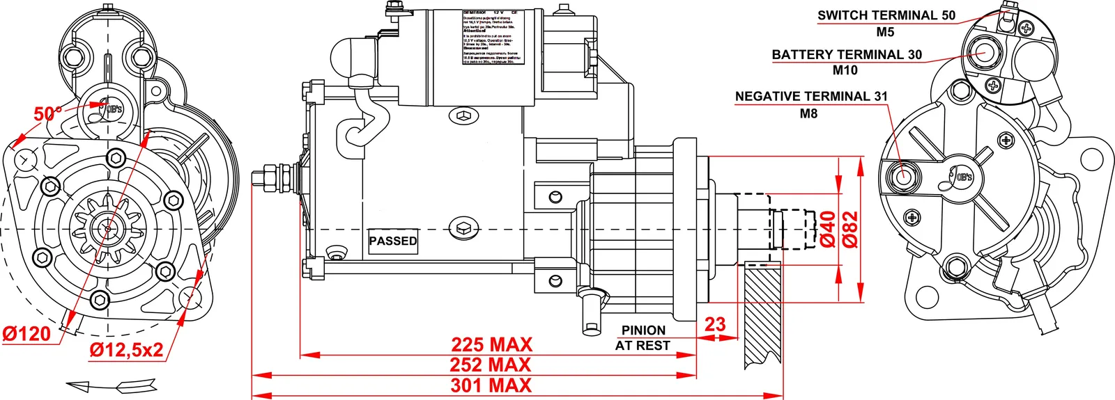 Starter 12V 3.2kW Xintai,QDJ1409,QDJ1315